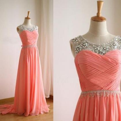 A Line Chiffon Beading Handmade Formal Dress,..